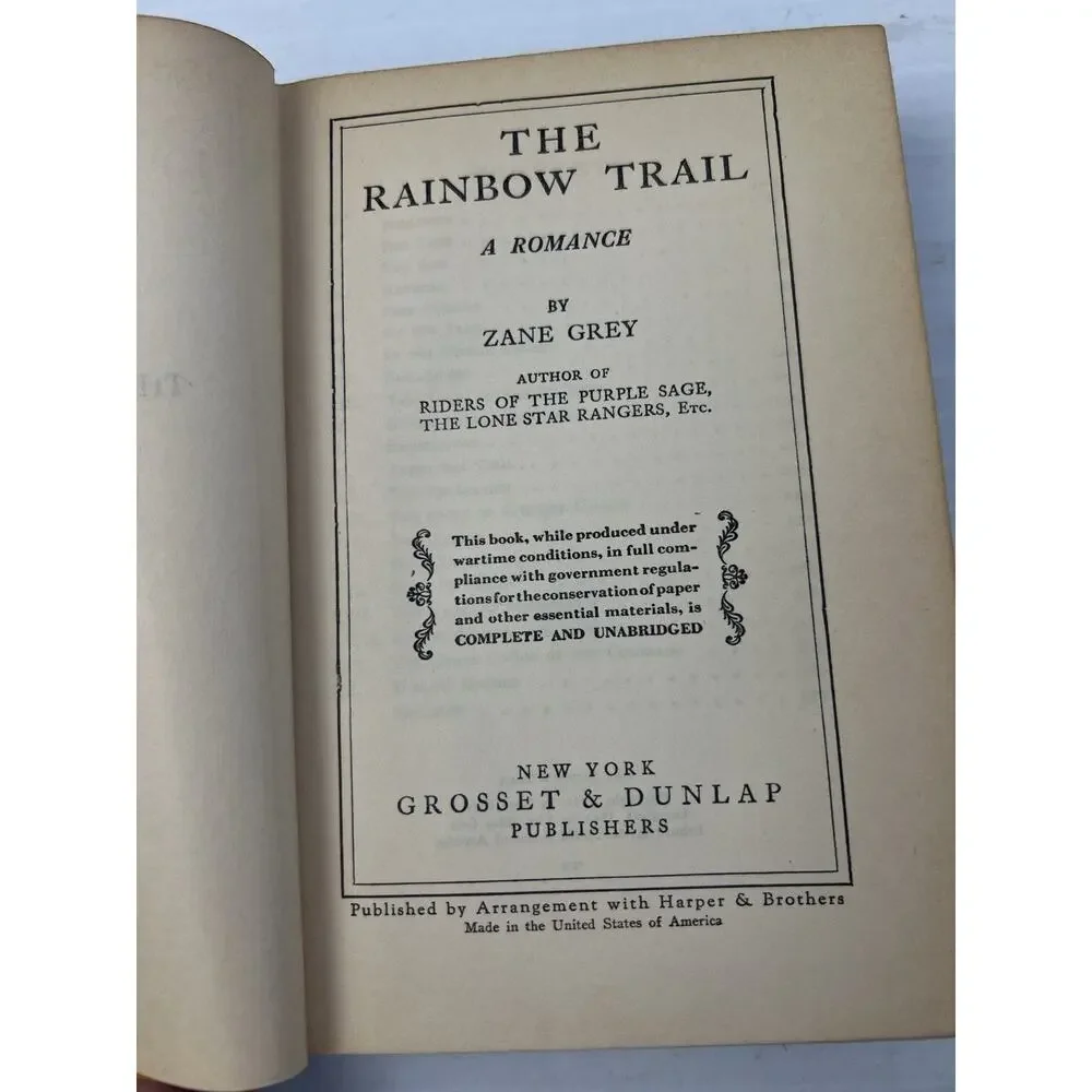 Zane Grey Books The Border Legion, The Rainbow Trail Vintage Western Adventure